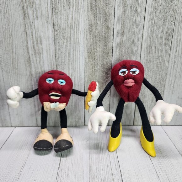Vintage California Raisin Applause Plush Bendables Toy Figure - Set Of 2 - Picture 1 of 9